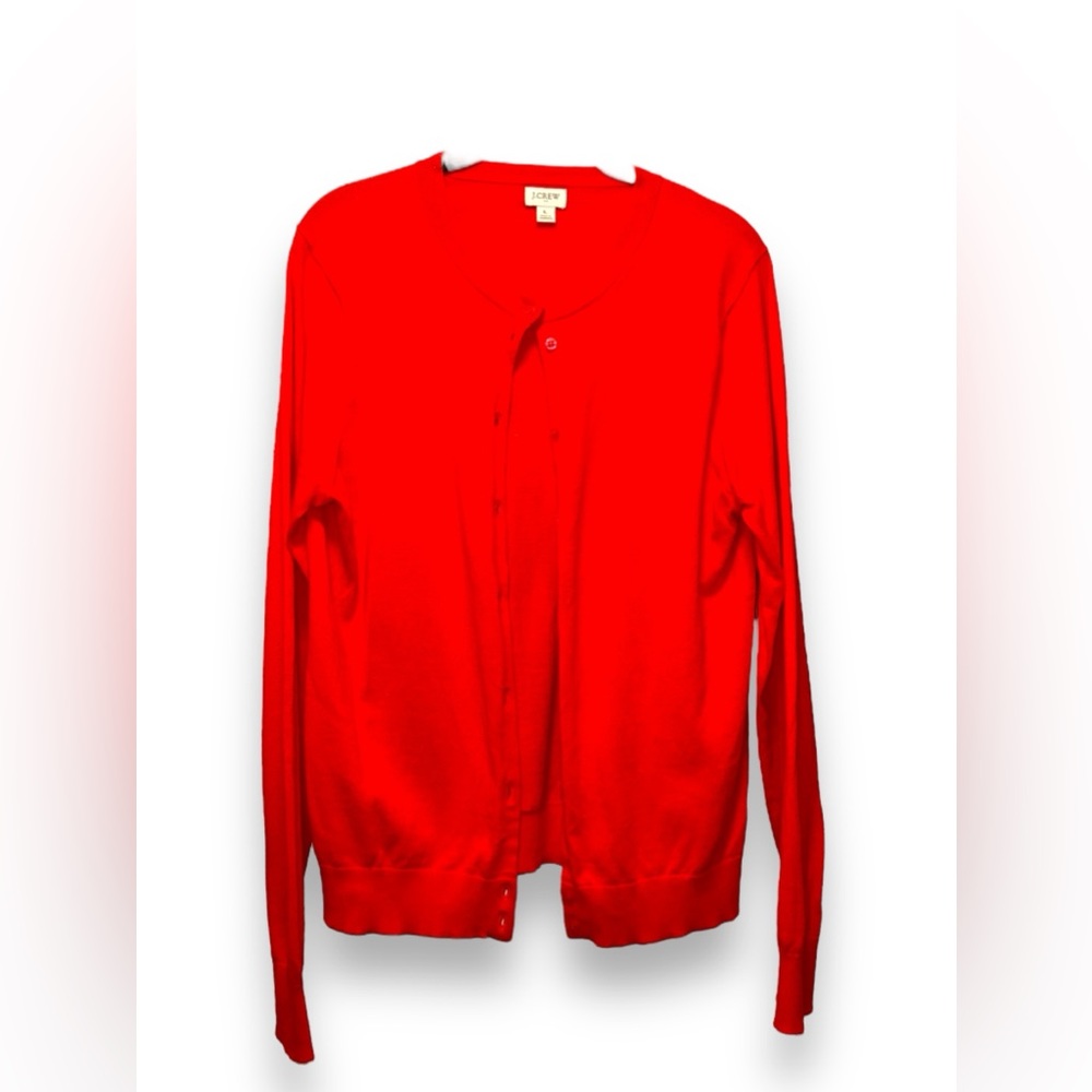 J. Crew • Red Cardigan with Buttons, 100% Cotton, Large, EUC